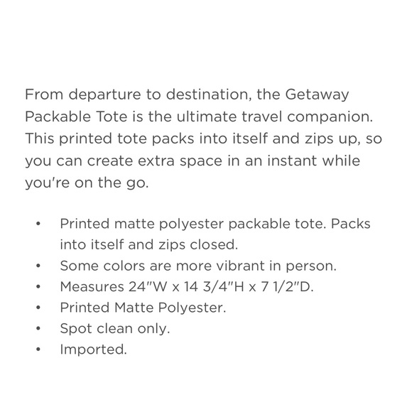 Lilly Pulitzer Getaway Packable Tote NIP - Picture 5 of 5